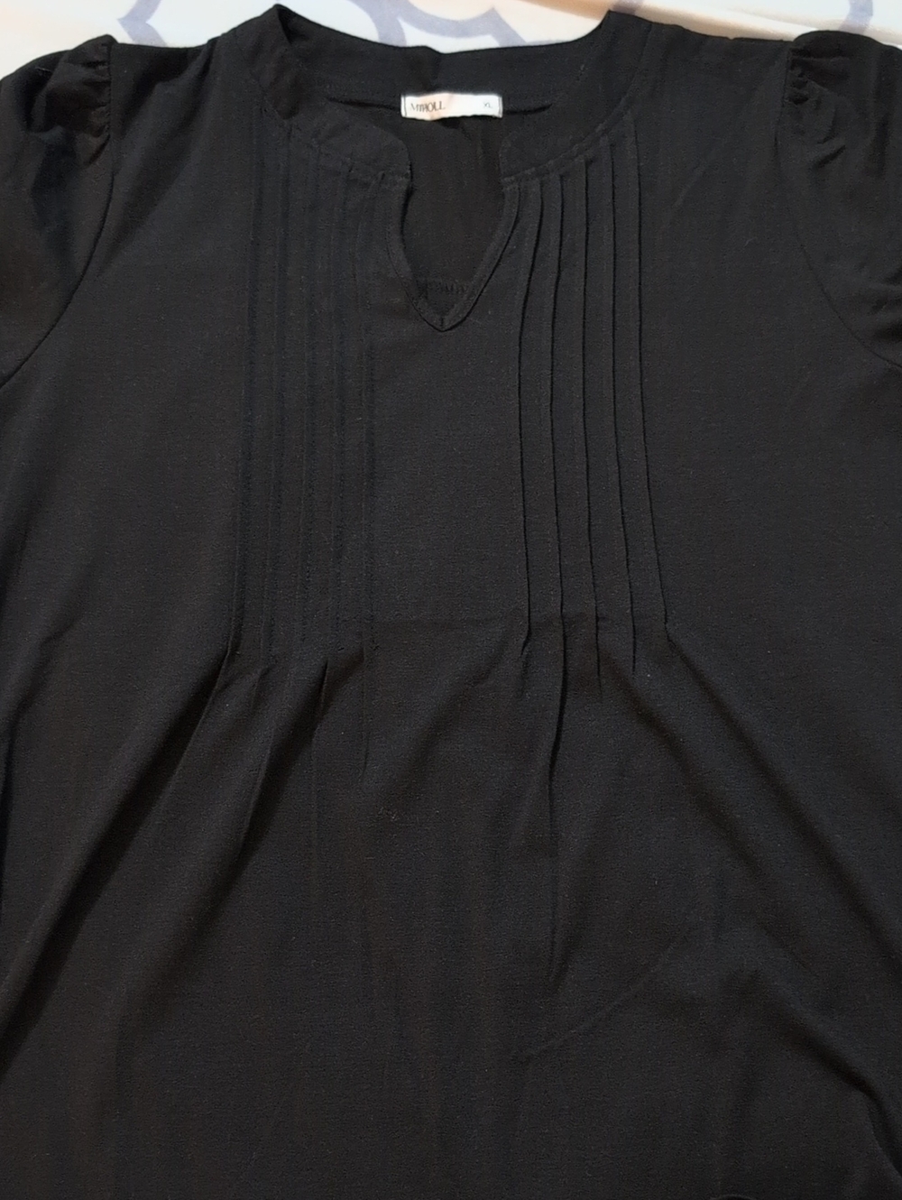 Miholl Black Pintuck Front Women's Blouse